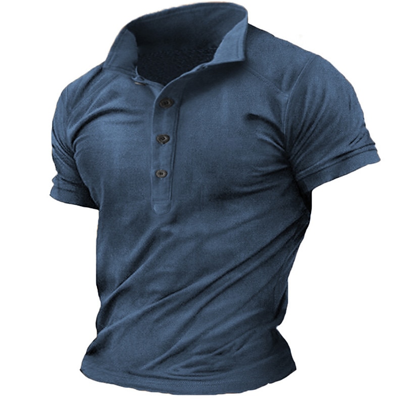 Men's Button T Shirt Henley Shirt Tee Top Short Sleeves Henley Summer Plain Fashion Designer Basic Front Pocket Vacation Street Going out Black Brown Khaki Top Tee for Men3