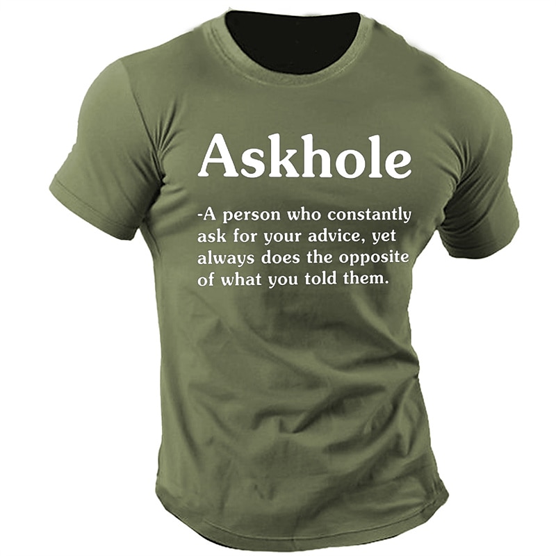 Men's Funny Askhole Definition Graphic Short Sleeve T-Shirt