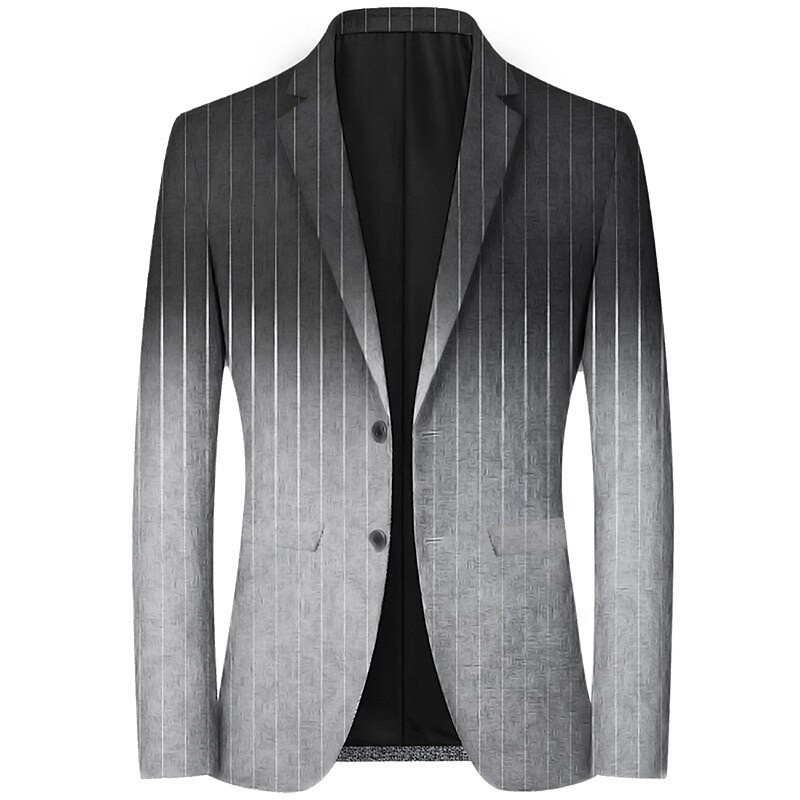 Men's Stripe Graphic Prints Gradual Long Sleeve Turndown Fashion Streetwear Business Work Wear to work Going out Buttons Print3