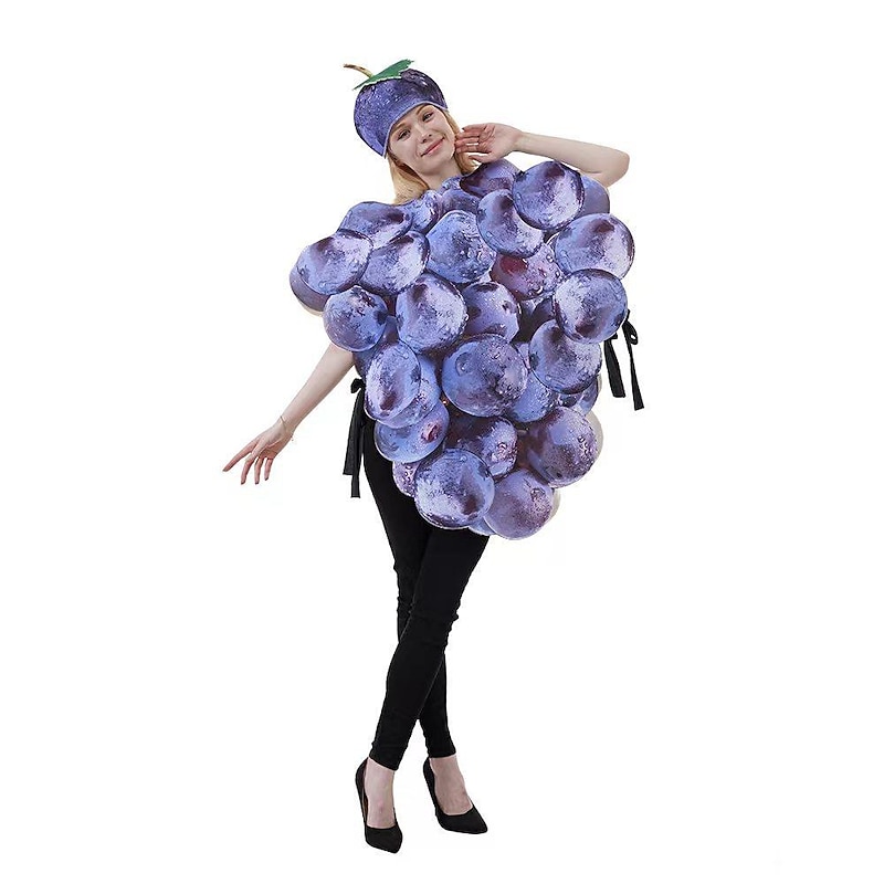 Fruit Grape Foodie Halloween Cosplay Costume Funny Costumes Carnival Costume Funny Costume Adults' Men's Women's Carnival Masquerade Mardi Gras Performance Party Easy Halloween Costumes Dress Up