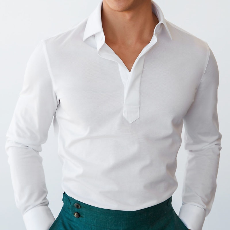 Men's Shirt Casual Shirt Summer Shirt White Long Sleeve Plain Lapel Daily Vacation Clothing Apparel Fashion Casual Comfortable