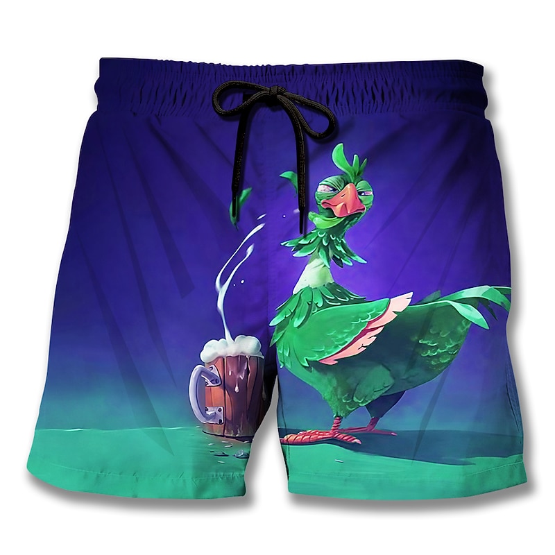 Men's Animal Graphic Prints Turkey Board Shorts Swim Shorts Swim Trunks Mid Waist Hawaiian Boho Casual Daily Holiday Drawstring with Mesh lining Elastic Waist Designer Clothing Apparel4