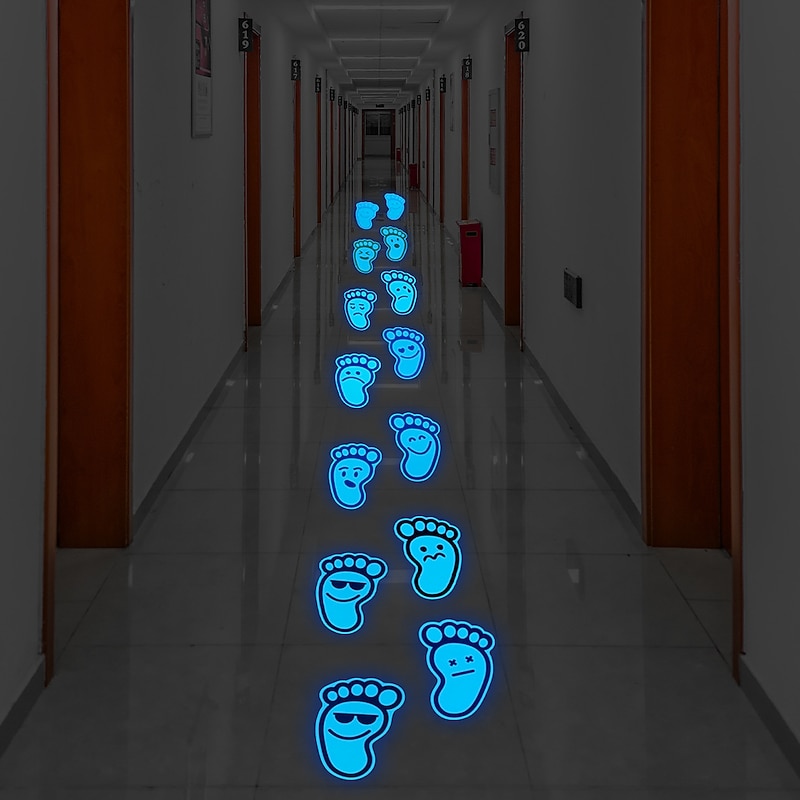 1 Set Footprint Pattern Glow In The Dark Floor Sticker4