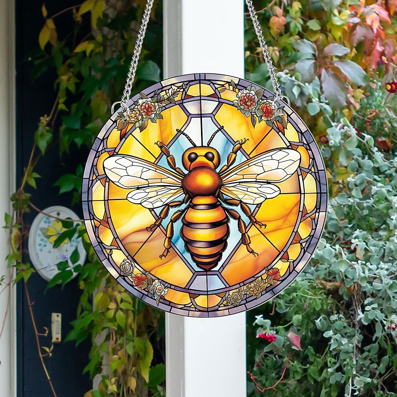 1pc Bee Wall Hanging Suncatcher for Home and Garden Decor - Perfect for Home Decor