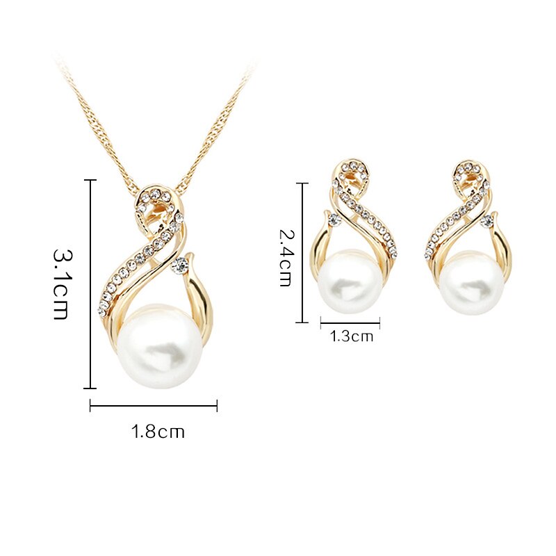 1set(1pcs Necklace1pair Earrings) Shiny Luxury Imitation Pearl Rhinestone Alloy Jewelry Set For Women's Party Evening Gift Daily3