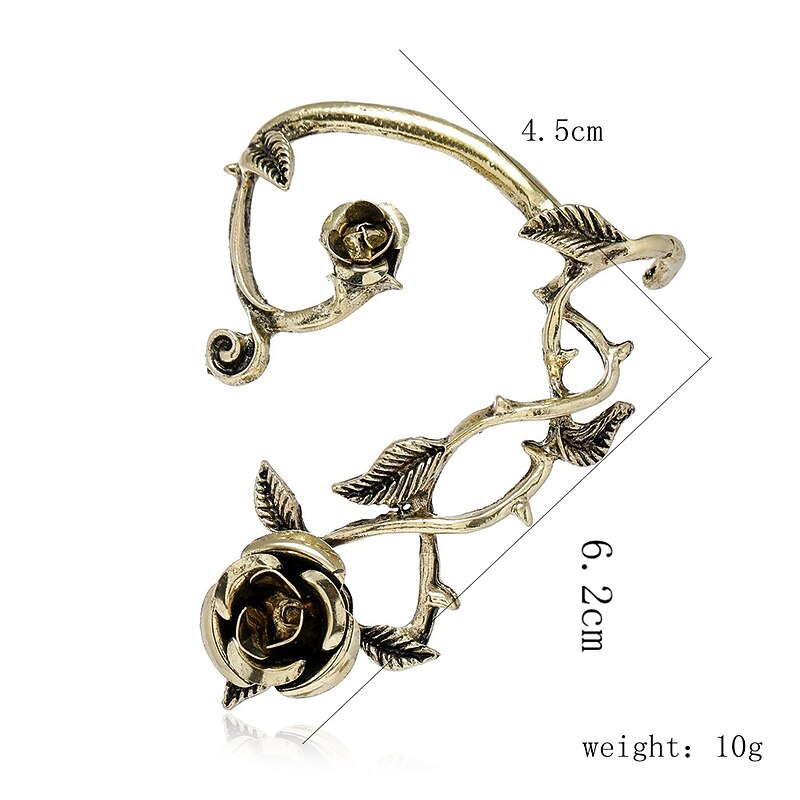 Rose Elf Ear Cuffs Flower Fairy Ear Accessories Adults' Women's Punk Gothic for Halloween Carnival Party4