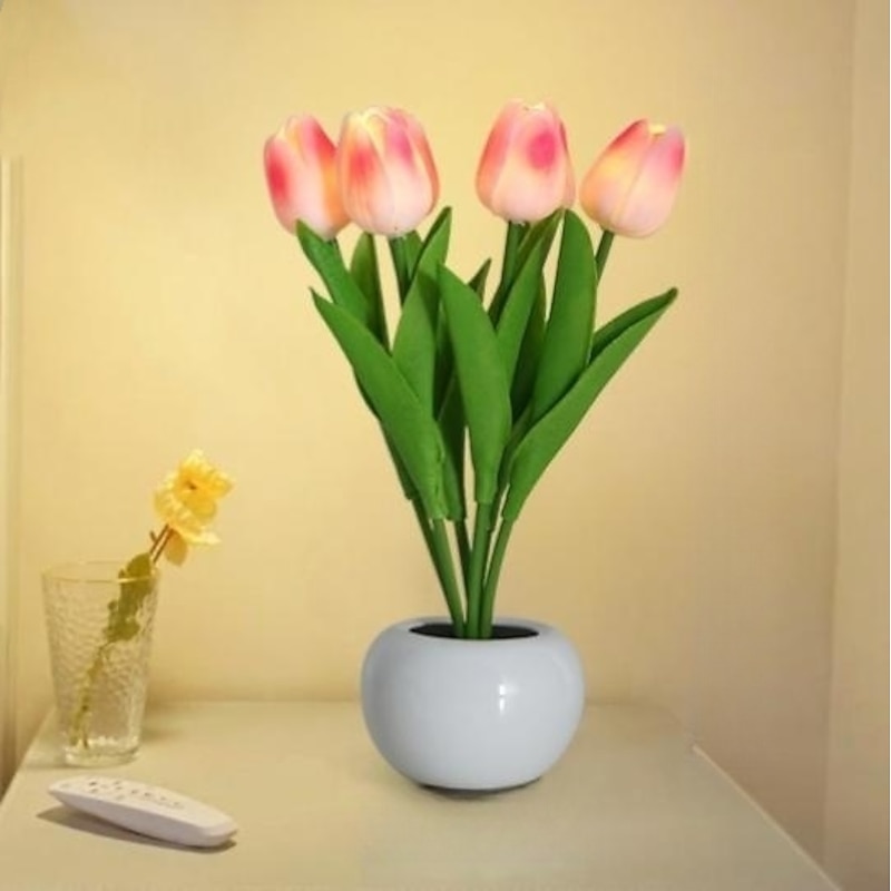 6pcs Tulip Flower Table Lamp Tulips LED Night Light Simulation Flower Potted Night Light Gift for Her Birthday Holiday Party Wedding Room Decoration4