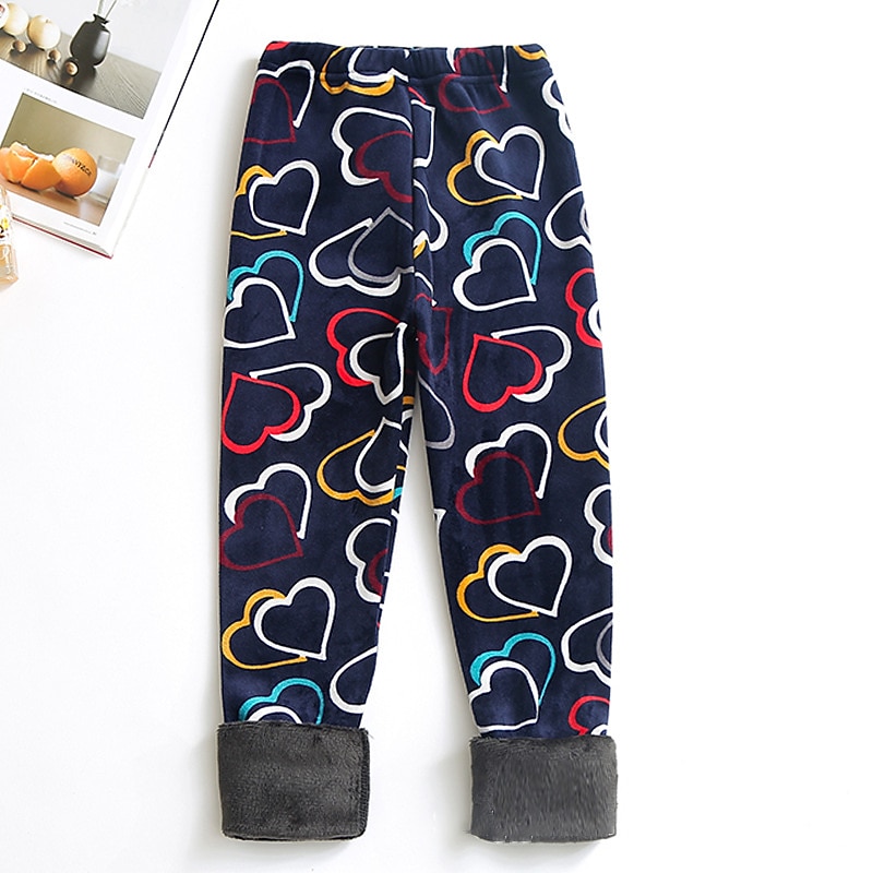 Kids Girls' Leggings Heart Active Outdoor 7-13 Years Fall Leopard Print Navy blue dots Colorful hearts3
