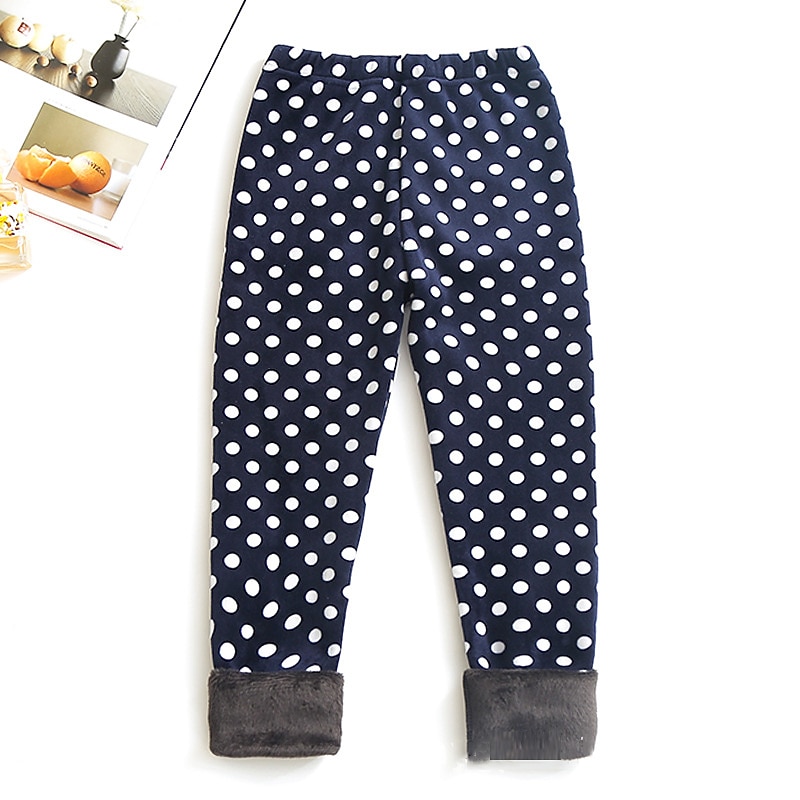 Kids Girls' Leggings Heart Active Outdoor 7-13 Years Fall Leopard Print Navy blue dots Colorful hearts4