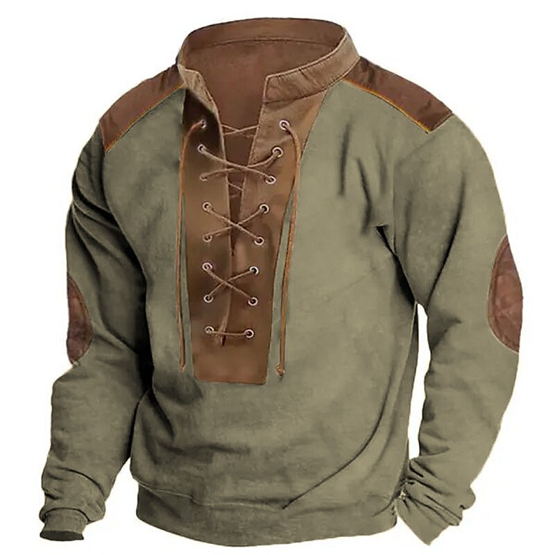 Men's Sweatshirt Tactical Black Army Green Brown Standing Collar Color Block Drawstring Sports & Outdoor Daily Holiday Polyester Streetwear Basic Casual Spring &  Fall Clothing Apparel Hoodies