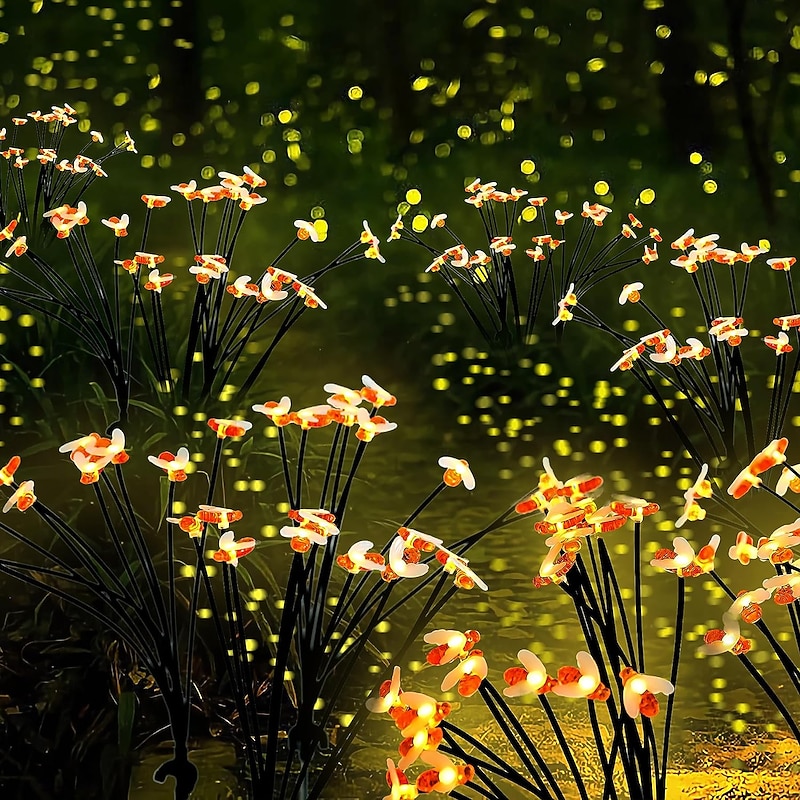 2PCS Solar Firefly Garden Lights, 8/10 LEDs Waterproof Outdoor Garden Lights with 2 Lighting Modes IP65 Swaying Lights for Christmas, Yard, Patio, and Walkway Decoration3