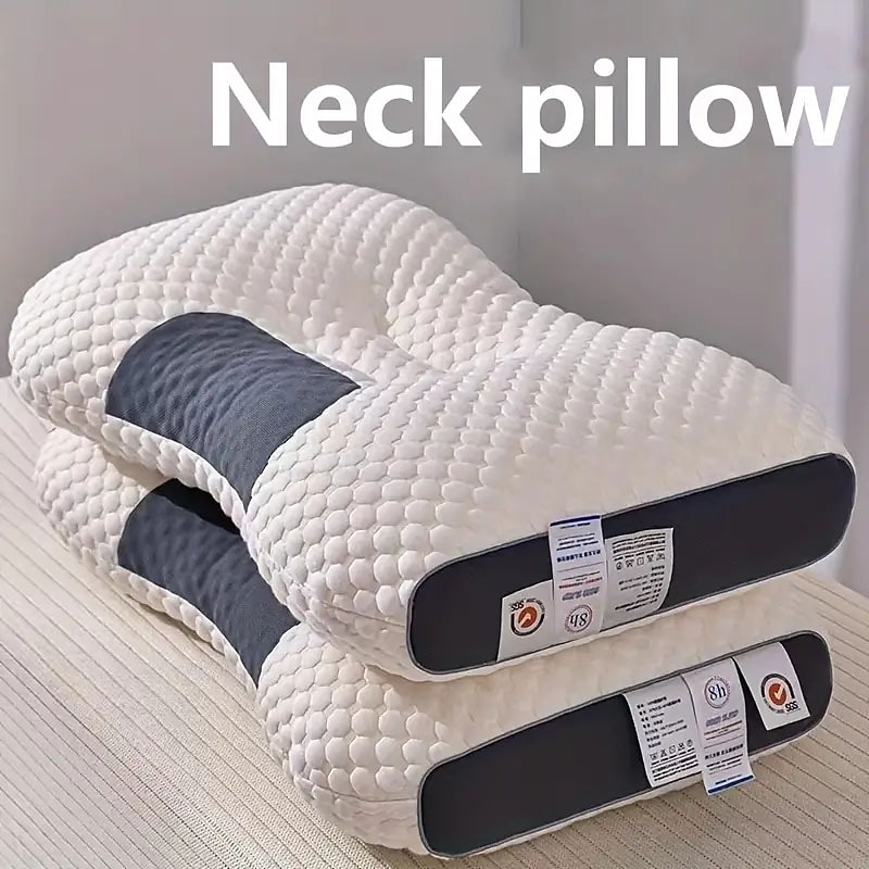 1pc Knitted Antibacterial Cotton Neck Pillow For Adults To Help Sleep Soft Adjustable Ergonomic Orthopedic Contour Support Pillow Removable Cover2