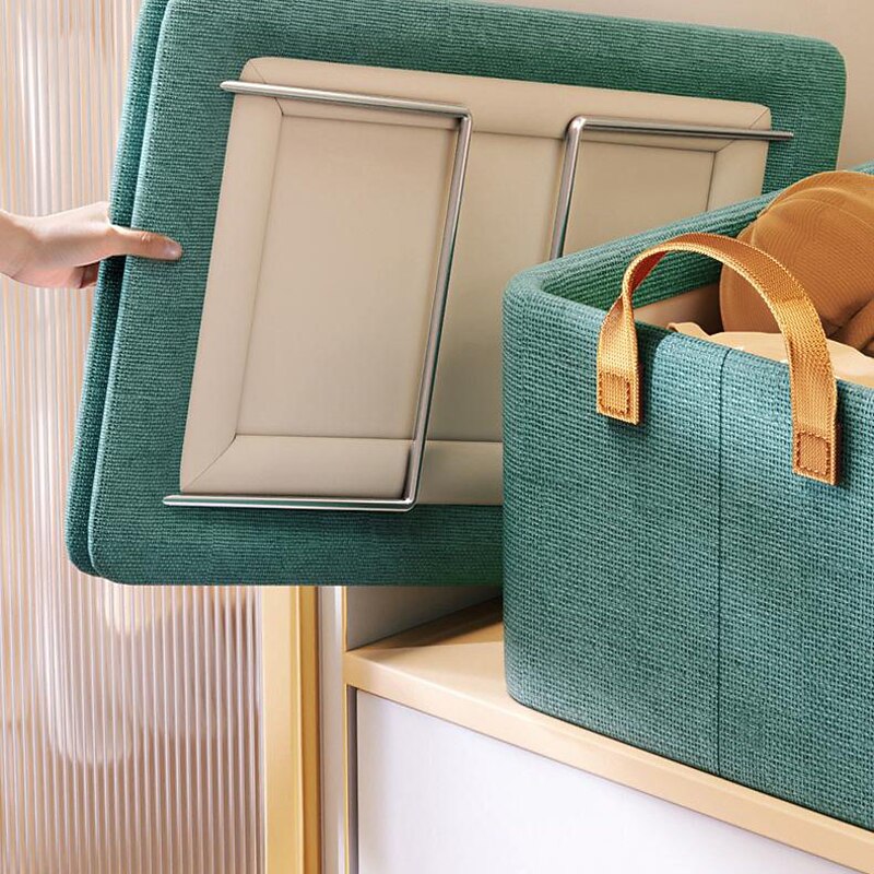 Foldable Storage Box With Steel Frame, Large Capacity Clothes Trousers Storage Basket, Portable Home Wardrobe Storage Box4