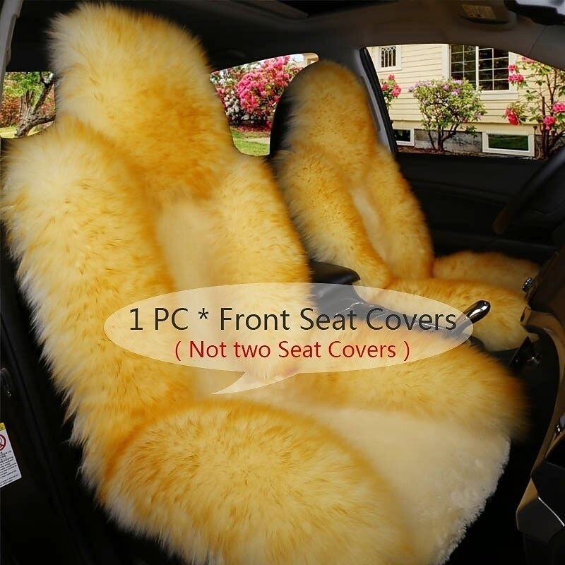 1pc Sheepskin Fur Car Seat Cover Universal, Wool Car Cushion Case, Front Seat Cover, Christmas Gift3