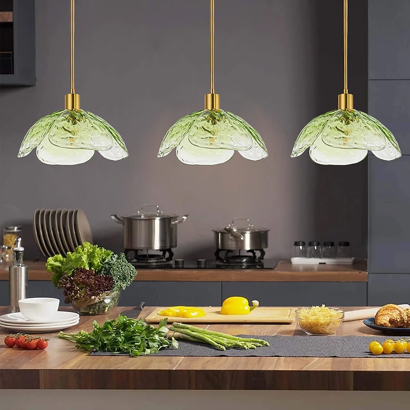 LED Glass Pendant Light Ceiling Lamp Modern Hand-Blown Glass Industrial LED Creative Loft Bar Kitchen Ceiling Lamp Home Decoration Installation Pink Green Blue Cord Adjustable110-240V