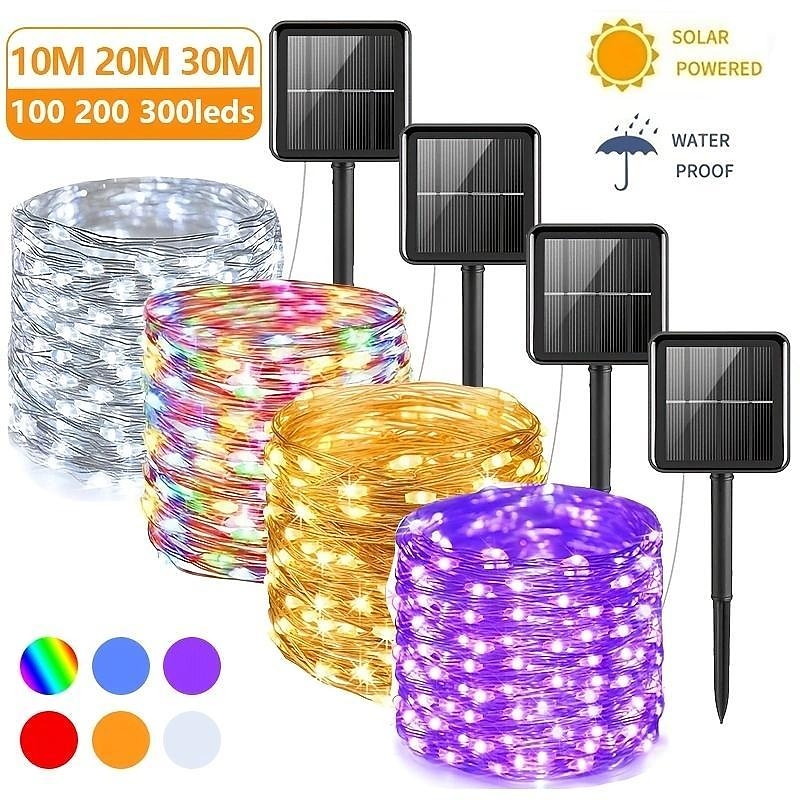 Solar Copper Wire Lights Led Fairy Lights String Outdoor Waterproof Ground Plug Decorative Lights Christmas Lights3