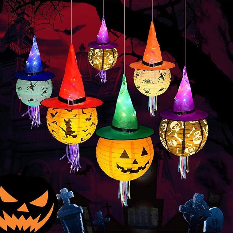 Creative Halloween Glowing Witch Hat Ghost Festival With Light Party Decoration Props LED Witch Magician Wizard Hat4