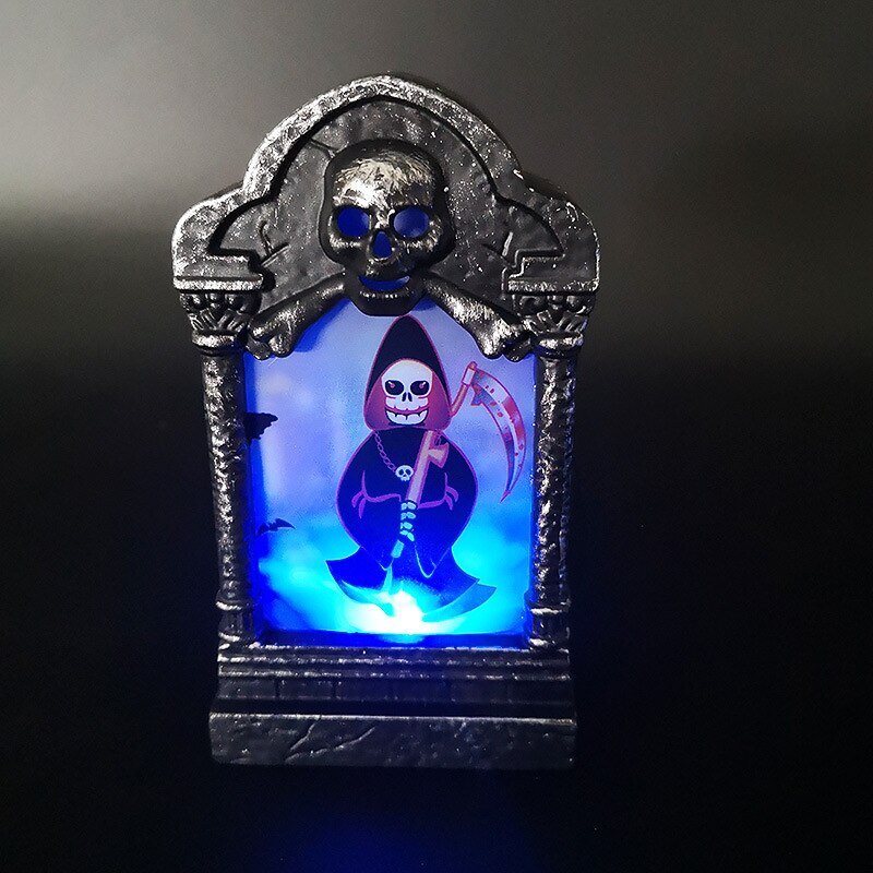 Halloween Skull Gravestone Lamp Haunted House Decor Home Garden Decor Night Light Party Props Glowing LED Tombstone Light Supply3