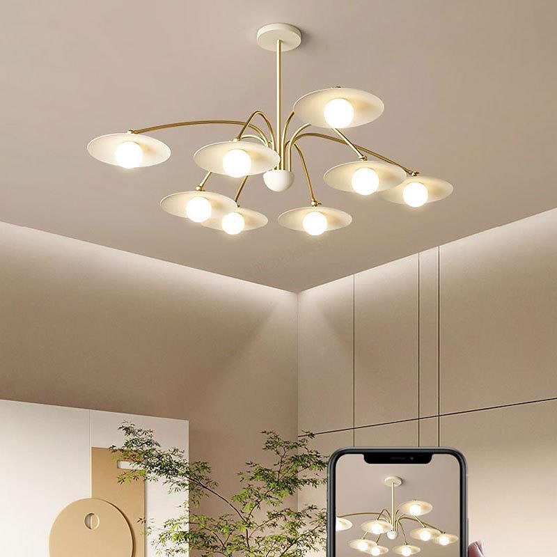 Modern LED Chandelier Lighting Lamp 6/8 Head 3 Color White Metal Glass Indoor Fixture Light for Living Room Bedroom 110-240V2