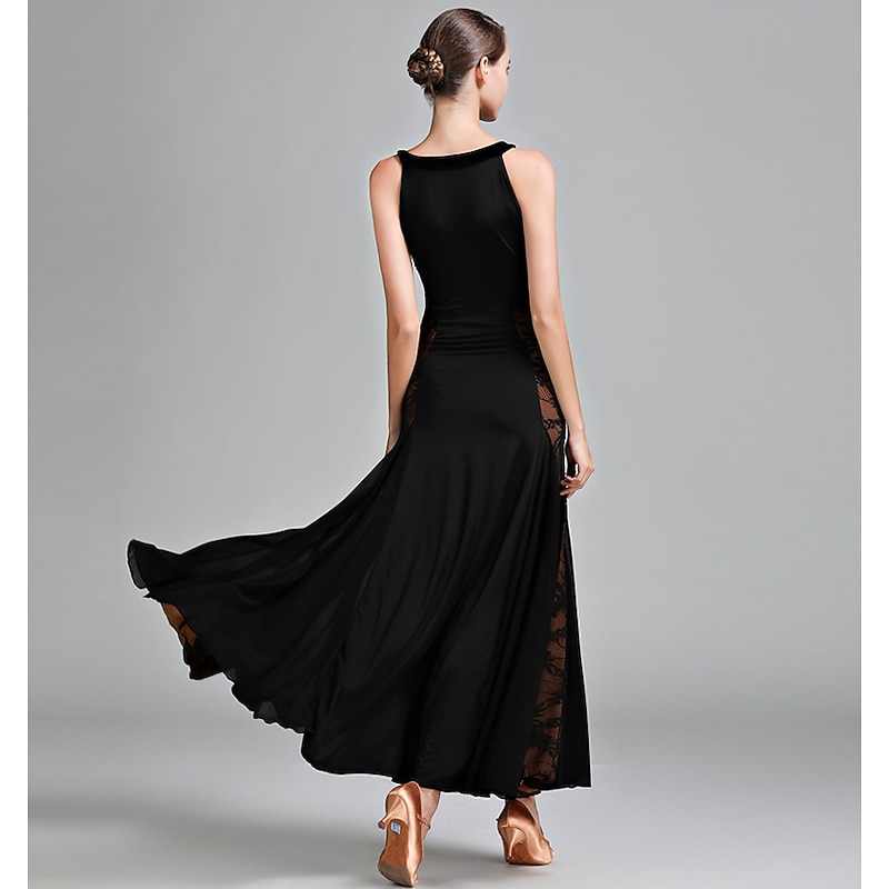 Ballroom Dance Dress Pure Color Tulle Women's Performance Party Sleeveless Milk Fiber3