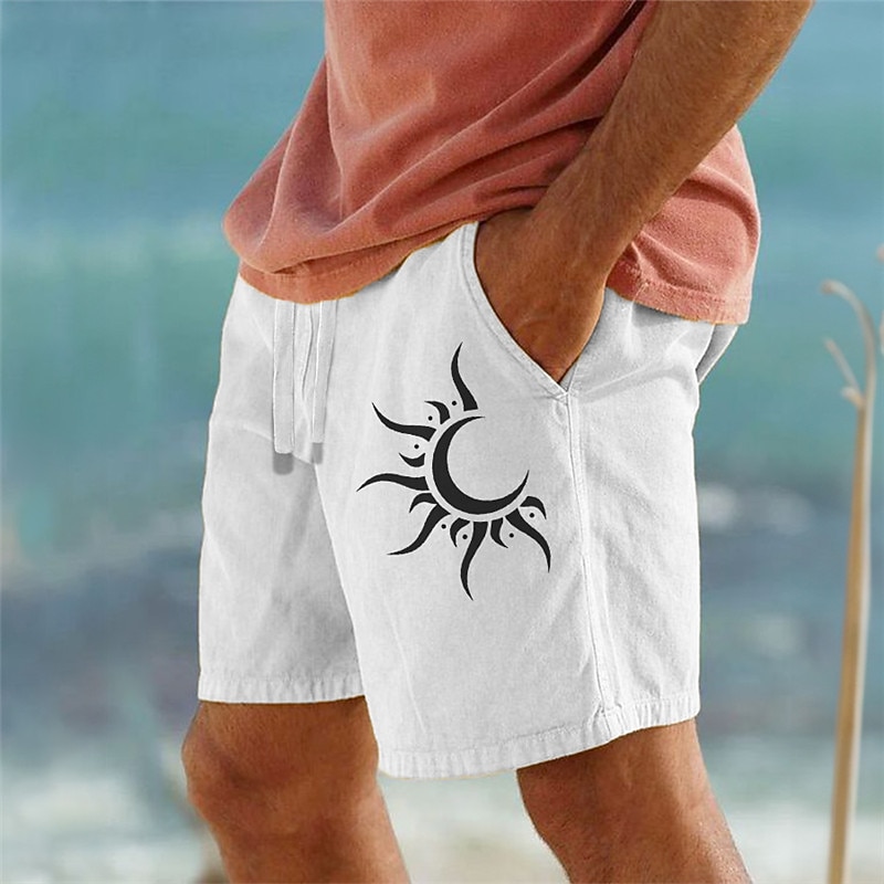 Men's Sun Graphic Prints Shorts Summer Shorts Casual Shorts Mid Waist Vintage Ethnic Style Retro Vintage Outdoor Casual Daily Drawstring Elastic Waist Print Designer Clothing Apparel3
