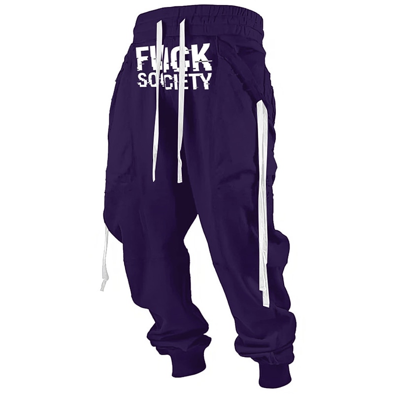 Letter Casual Men's 3D Print Sweatpants Pants Trousers Outdoor Street Casual Daily Polyester Black White Purple S M L Mid Waist Elasticity Pants3