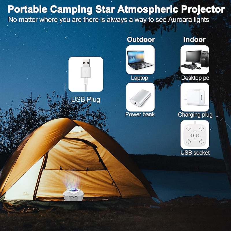 Aurora Star Light Projector with Moon Galaxy Lights Projector with Remote Control Night Sky Light Projector Built-in Bluetooth and Multi-Color Projection Lamp4