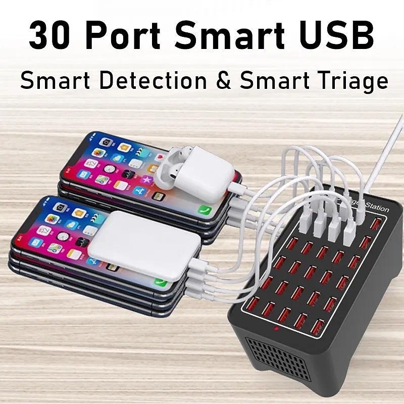 150W Multi USB Charger 30 Port USB Fast Charging Station Universal Carregador Portatil For Iphone 13 Samsung Xiaomi Ipad Tablet3