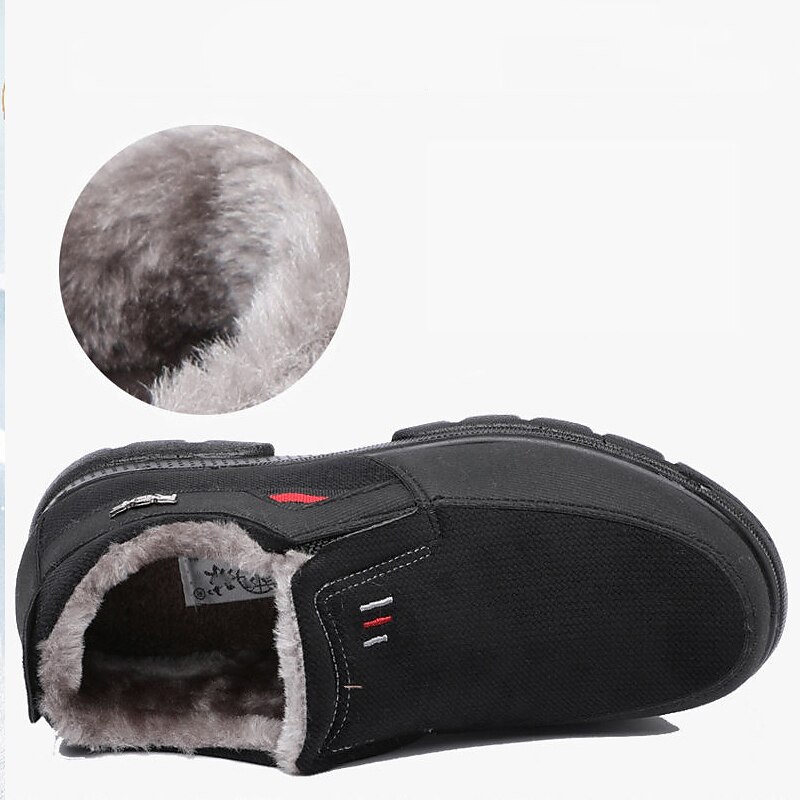 Men's Black Winter Slip-On Boots with Fleece Lining, Waterproof and Warm for Outdoor Cold Weather Wear3