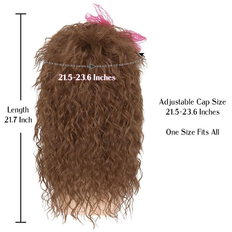 80s Wig Women Costume Wig Set Long Curly Brown Wig Party Carnival Accessories(Only Wigs) Halloween Wigs2