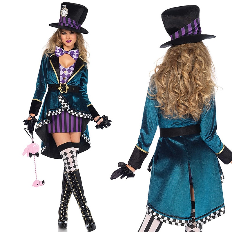 Mad Hatter Halloween Cosplay Costume Outfits Alice's Adventures in Wonderland Party Cosplay Adults' Women's Halloween Mardi Gras Easy Halloween Costumes Dress Up
