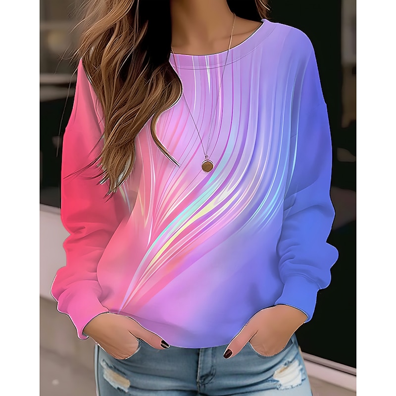 Women's Sweatshirt Pullover Floral Cat Street Casual Vintage Sports Basic Round Neck Long Sleeve Top Micro-elastic Fall & Winter Comfrt Breathable Soft Fabric2