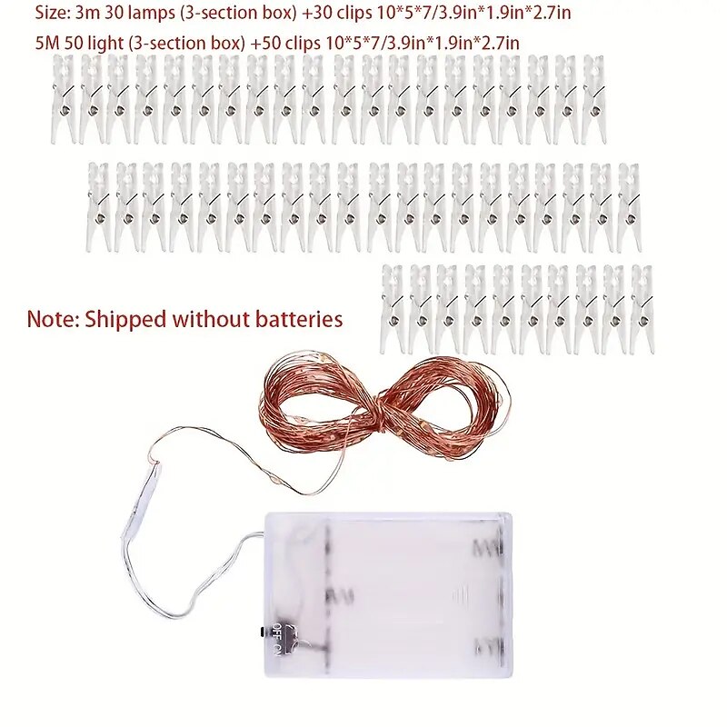 Elegant Wedding Party Reception Photo Clip String Lights with Transparent Clips, Battery Powered Warm White LED Fairy Lights for Indoor Room Decor3