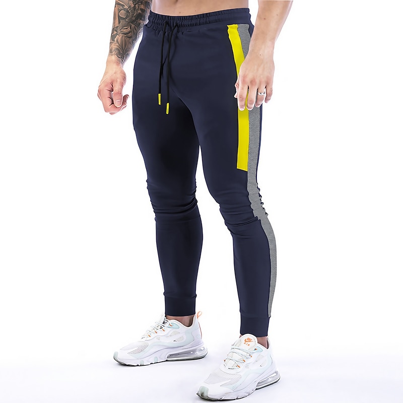 Men's Athletic Pants Sweatpants Joggers Trousers Pocket Drawstring Elastic Waist Stripe Comfort Breathable Outdoor Daily Going out Fashion Casual Black Dark Blue