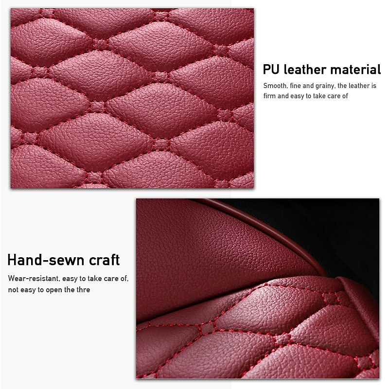 Car Seat Cover Universal Auto PU Leather, Five Seats, Breathable Seat Pad Cushion, Car Accessories for Most Models4