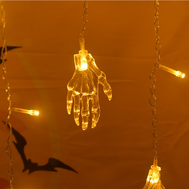 Halloween Decorations 3.5M 96Led LED Icicle Curtain String Lights, 3D Pumpkin Ghost Lantern for Home Party Holiday Lights EU US AU UK Plug3