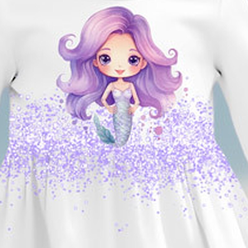 Girls' 3D Graphic Cartoon Mermaid T-shirt & Pants Dress Set Clothing Set Long Sleeve 3D Print Summer Fall Winter Active Fashion Daily Polyester Kids 3-12 Years Outdoor Date Vacation Regular Fit4