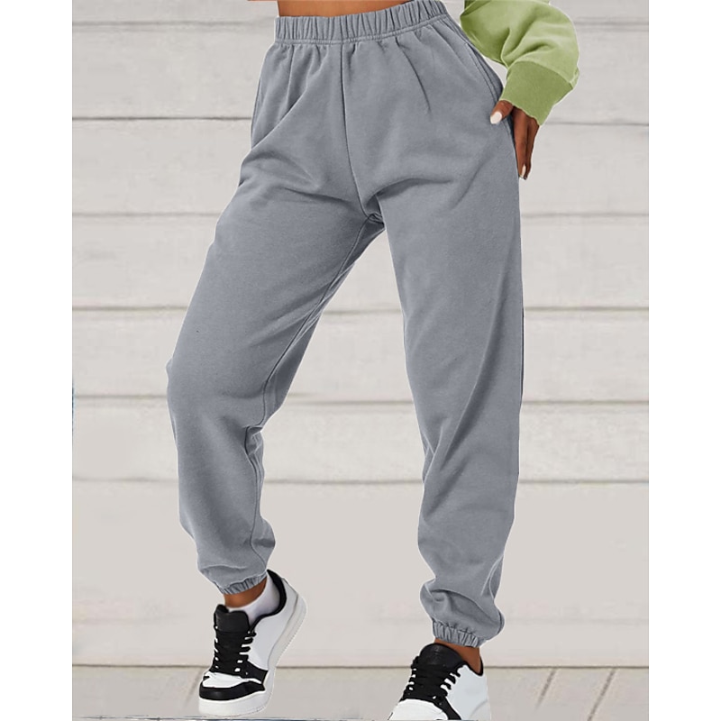 Women's Sweatpants Chinos Pants Trousers Fashion Casual / Sporty Full Length High Waist Plain Pocket Elastic Waist Comfort Breathability Soft Micro-elastic Vacation Street Daily Black White Pink Blue