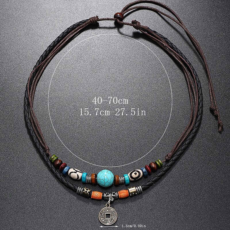1PC Layered Necklace For Men's Women's Street Gift Daily Alloy Braided Lucky4