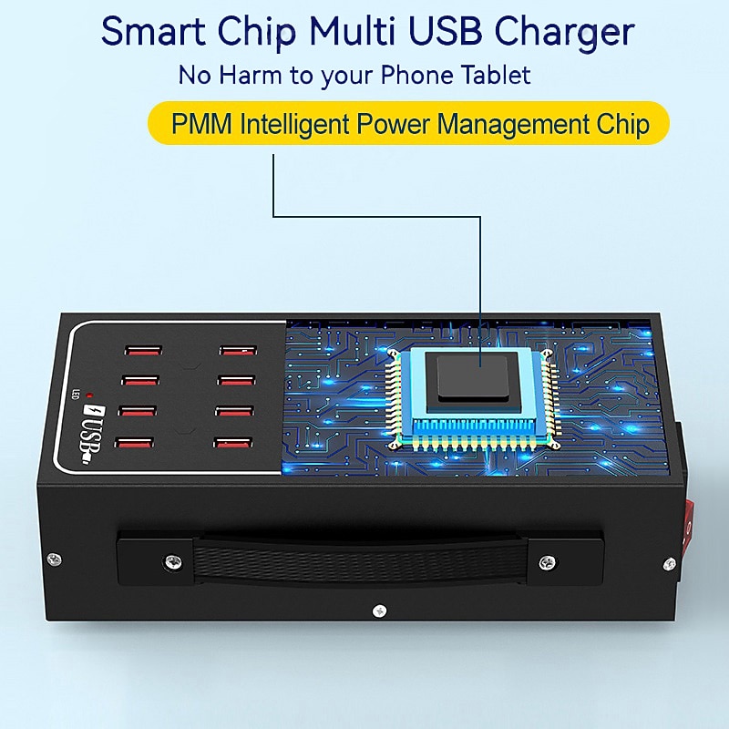 Multi USB Charger USB Fast Charging Station Universal Carregador Portatil For Iphone 15 Samsung Xiaomi Ipad Tablet 10/20/30/40/50/60 Port2