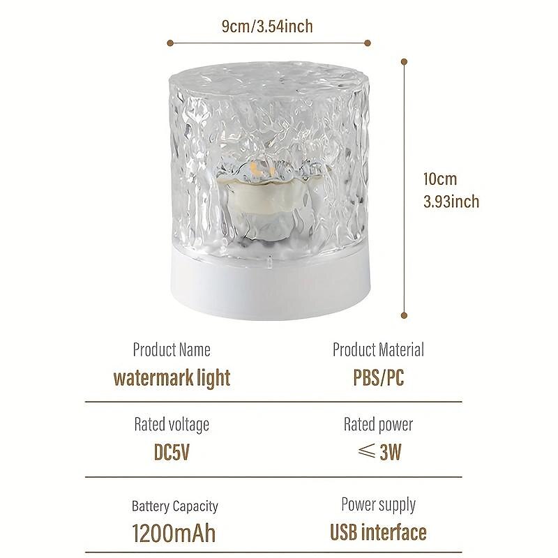 LED Water Ripple Ambient Night Light USB Rechargeable Rotating Projection RGB Crystal Table Lamp With Remote Control Dimmable Color Change For The Bedroom Bedside Playroom Children's Gifts3