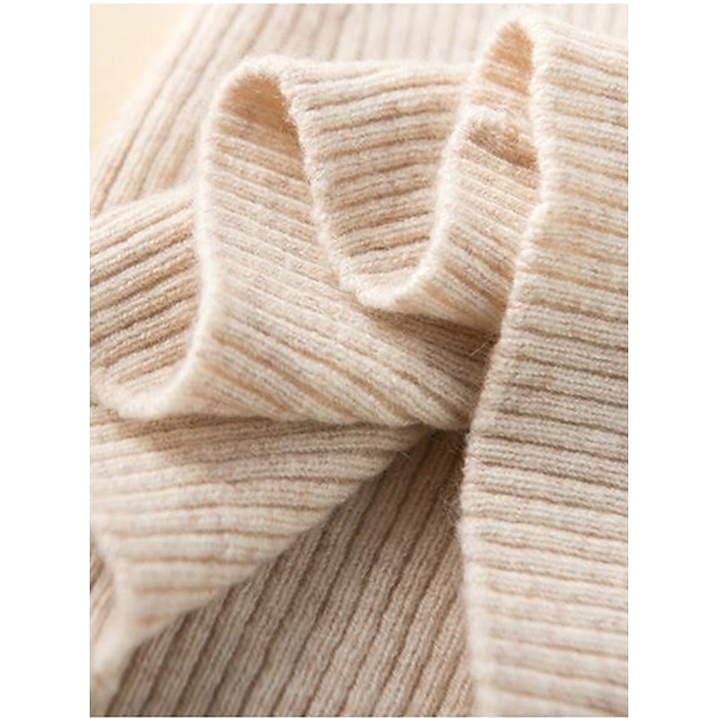 Women's Pullover Sweater Jumper Stylish Casual Soft Solid Color Ribbed Turtleneck Oversized Long Sleeve Knit Daily Holiday Going out Rust Red Pink purple Fall Winter3