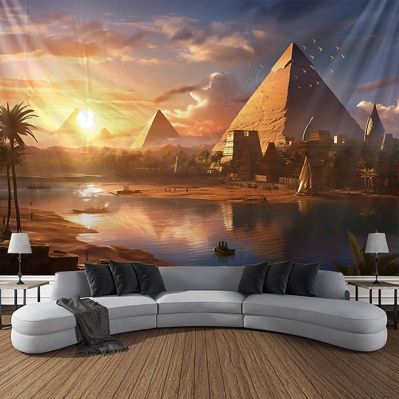 Egyptian Pyramid Hanging Tapestry Wall Art Large Tapestry Mural Decor Photograph Backdrop Blanket Curtain Home Bedroom Living Room Decoration3