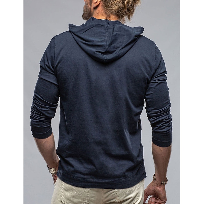 95% Cotton Men's T shirt Tee Top Plain Hooded Street Vacation Long Sleeve Clothing Apparel Polyester Fashion Designer Basic Tee3