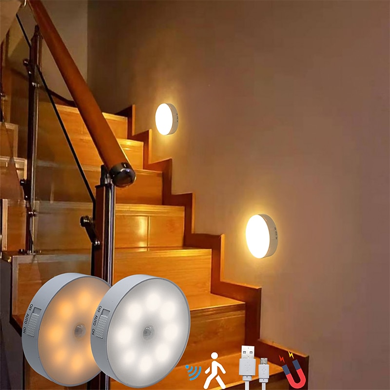 8LEDs Motion Sensor Light LED USB Night Light Kitchen Bedroom Stair Cabinet Hallway Closet Closet Night Light Charging Light
