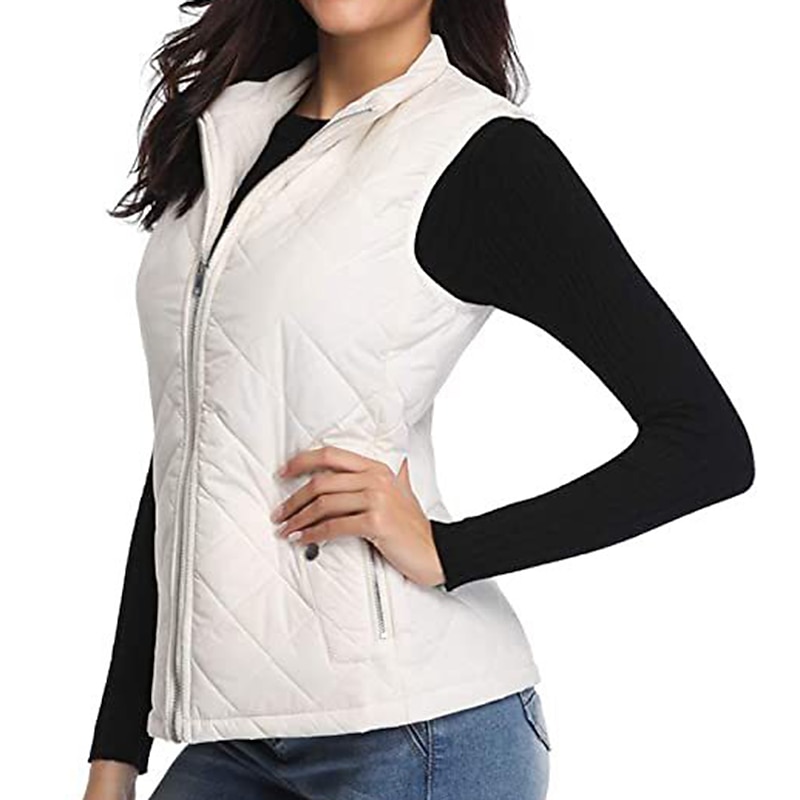 Women's Hiking Vest Sleeveless Top Outdoor Thermal Warm Quick Dry Zipper Pocket Soft Winter Zipper Pocket Sporty Dark Grey Black White Hunting Fishing Climbing4