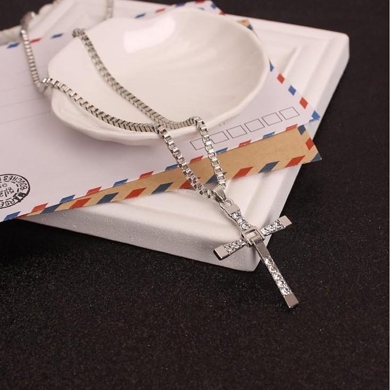 Cross Silver Chain Fast & Furious Necklace Stainless Steel Cross Neck Pendant Jewelry Hip Hop4