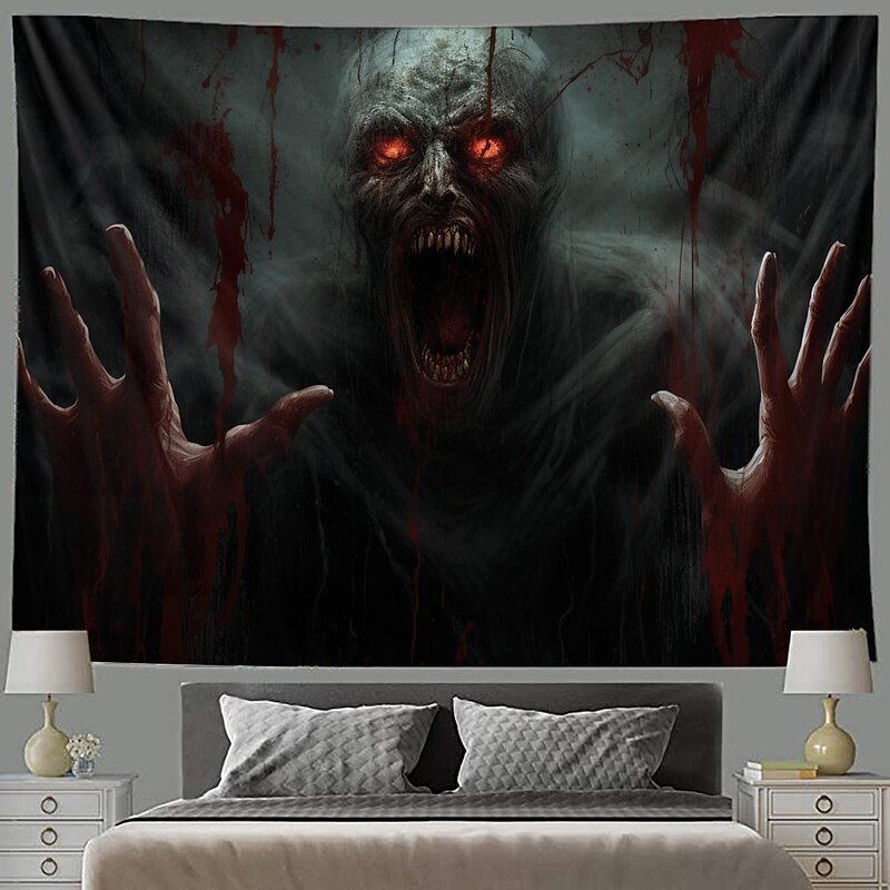 Halloween Horror Hanging Tapestry Zombie Wall Art Large Tapestry Mural Decor Photograph Backdrop Blanket Curtain Home Bedroom Living Room Decoration Halloween Decorations3