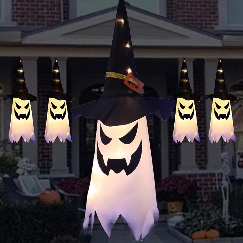 Halloween Decorations Hanging LED Glow Hat Lighted Ghosts Halloween Party Witch Hat Outdoor Home Bar Decoration Horror Prop3