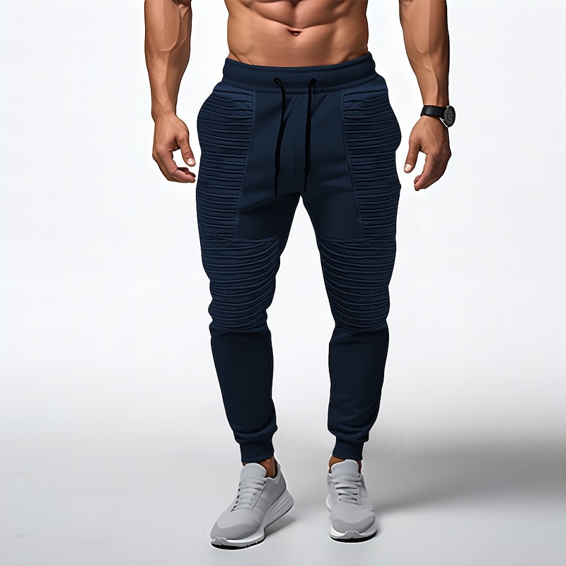 Men's Sweatpants Joggers Trousers Drawstring Elastic Waist Pleats Color Block Comfort Breathable Casual Daily Holiday Sports Fashion ArmyGreen Black3